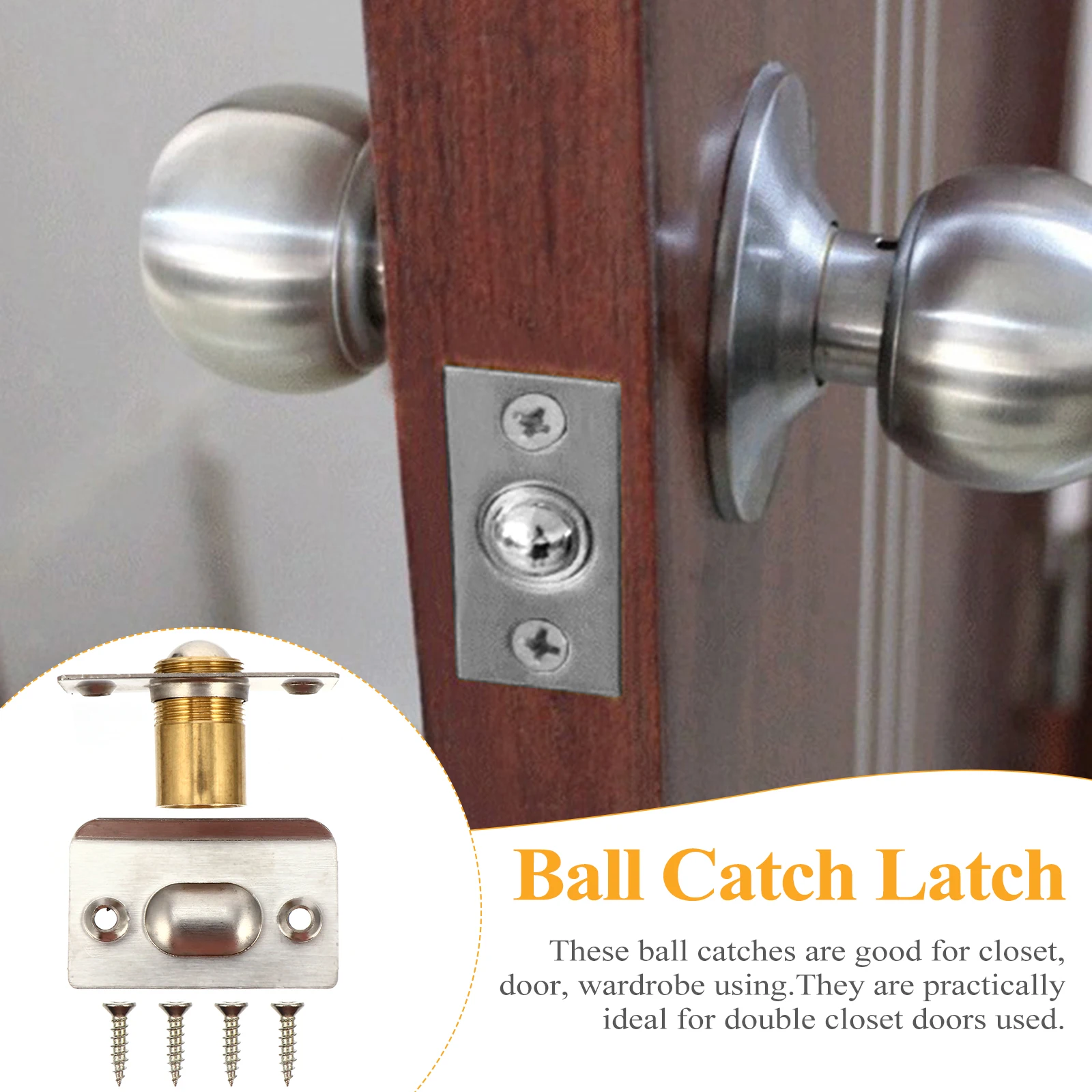 

2pcs Ball Catch Latch Stainless Steel Heavy Duty Spring Invisible Door Furniture Closet Wardrobe Cabinet Hardware