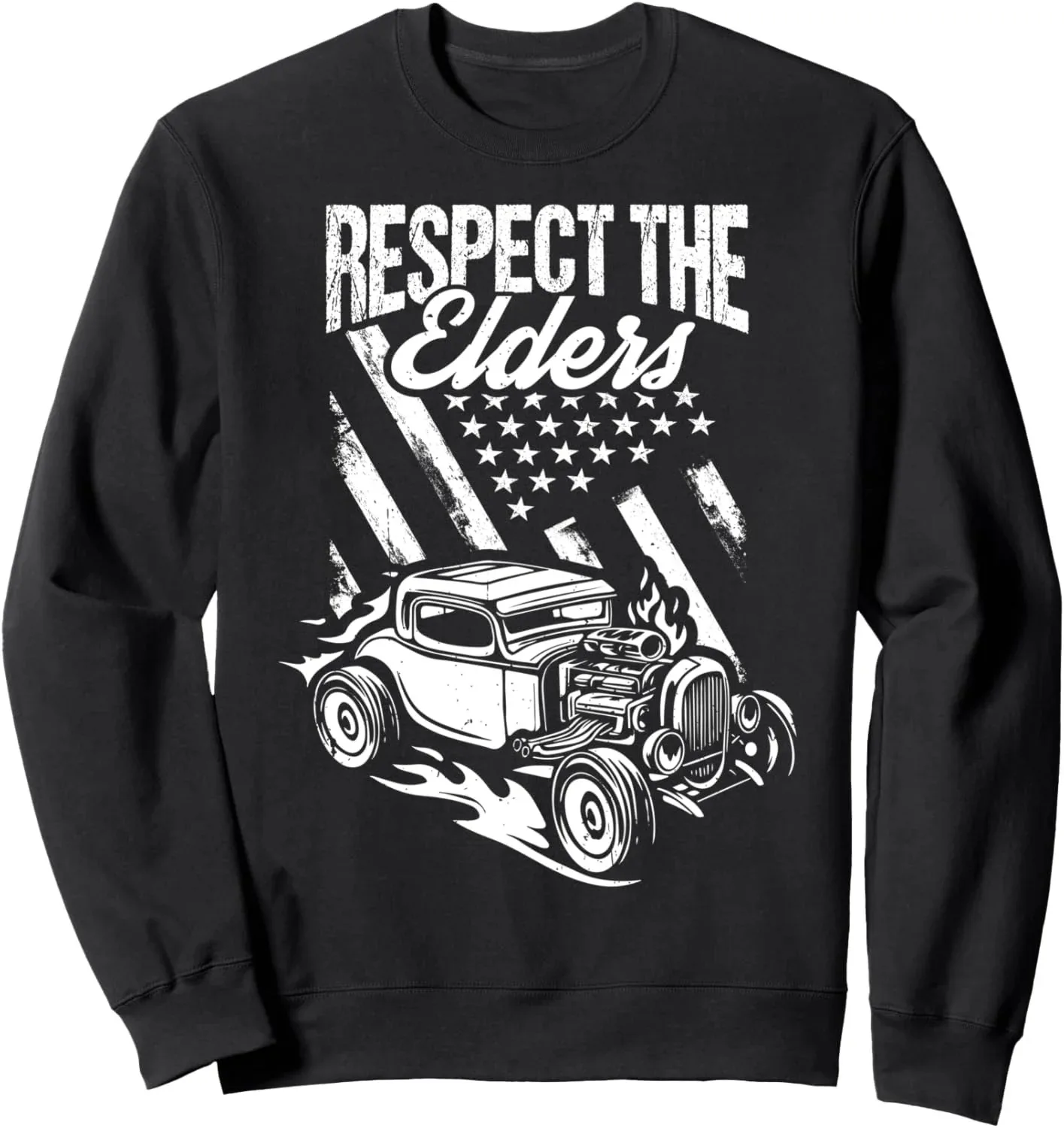 

Autumn and Winter Retro - American Car Themed Cotton Crew Neck Sweatshirt Classic Design Features The Text Above A Vintage Car