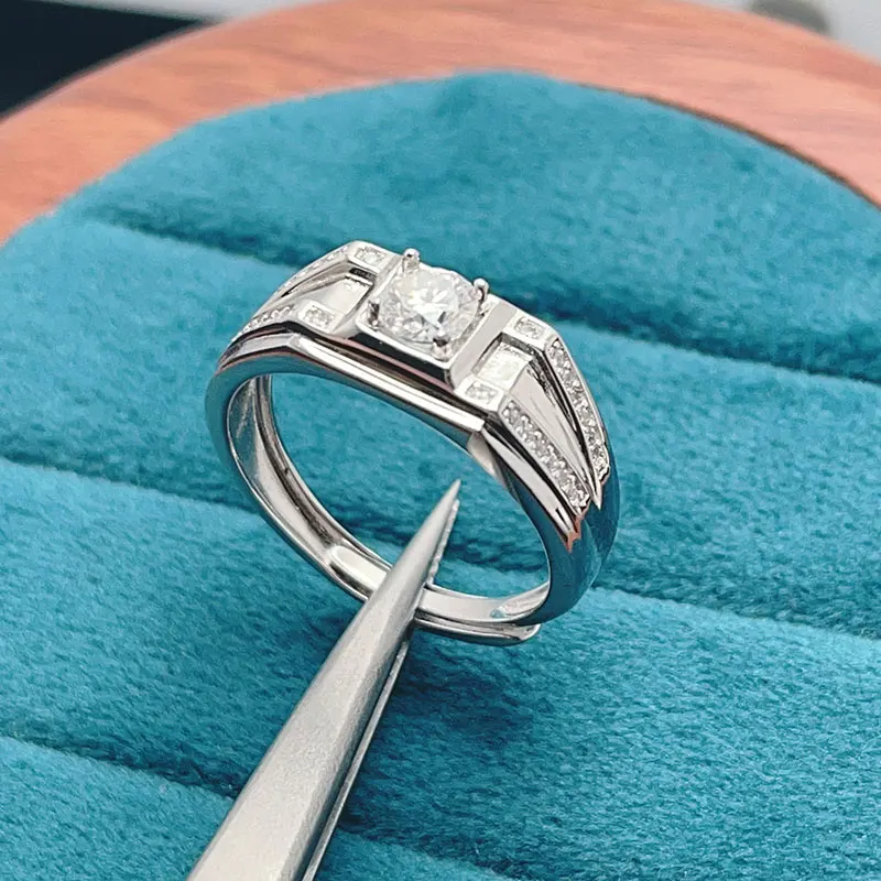 

0.5ct D Color VVS Moissanite 925 Silver Solitaire Ring for Men Wedding Promise Band 925 silver jewelry