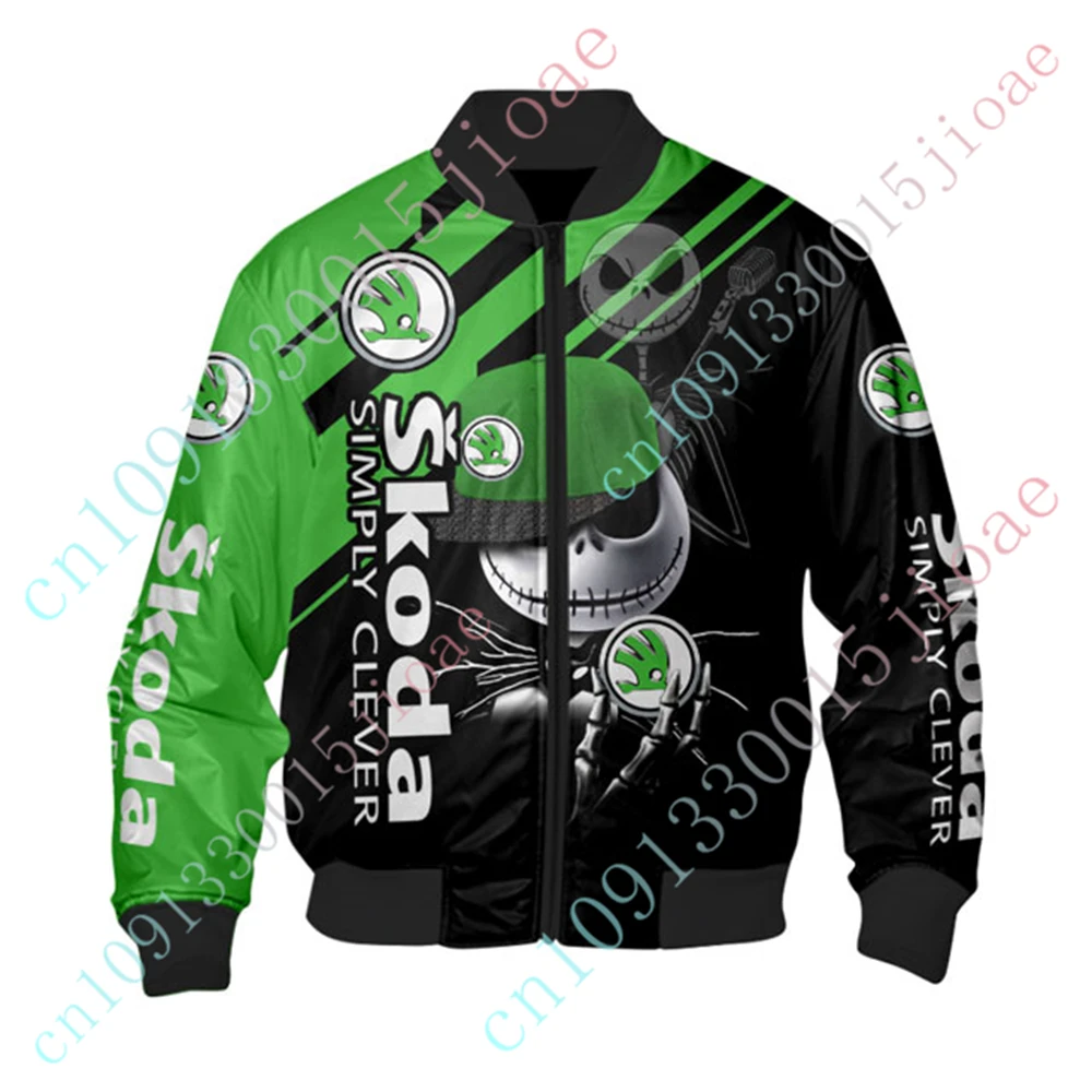 Skoda Jackets For Men's Clothing Techwear Baseball Uniform Bomber Jacket Thick Coat Harajuku Parkas Windbreaker Custom Logo