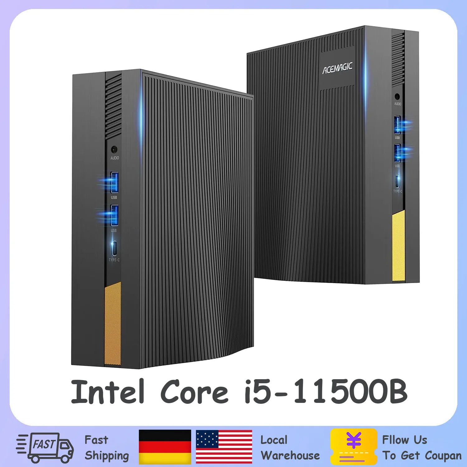 ACEMAGIC AD15 Mini PC Intel i5-11500B 16GB DDR4 1TB SSD 65W TDP 4K Triple Display WiFi6 BT5.2 Mini Gaming Computers