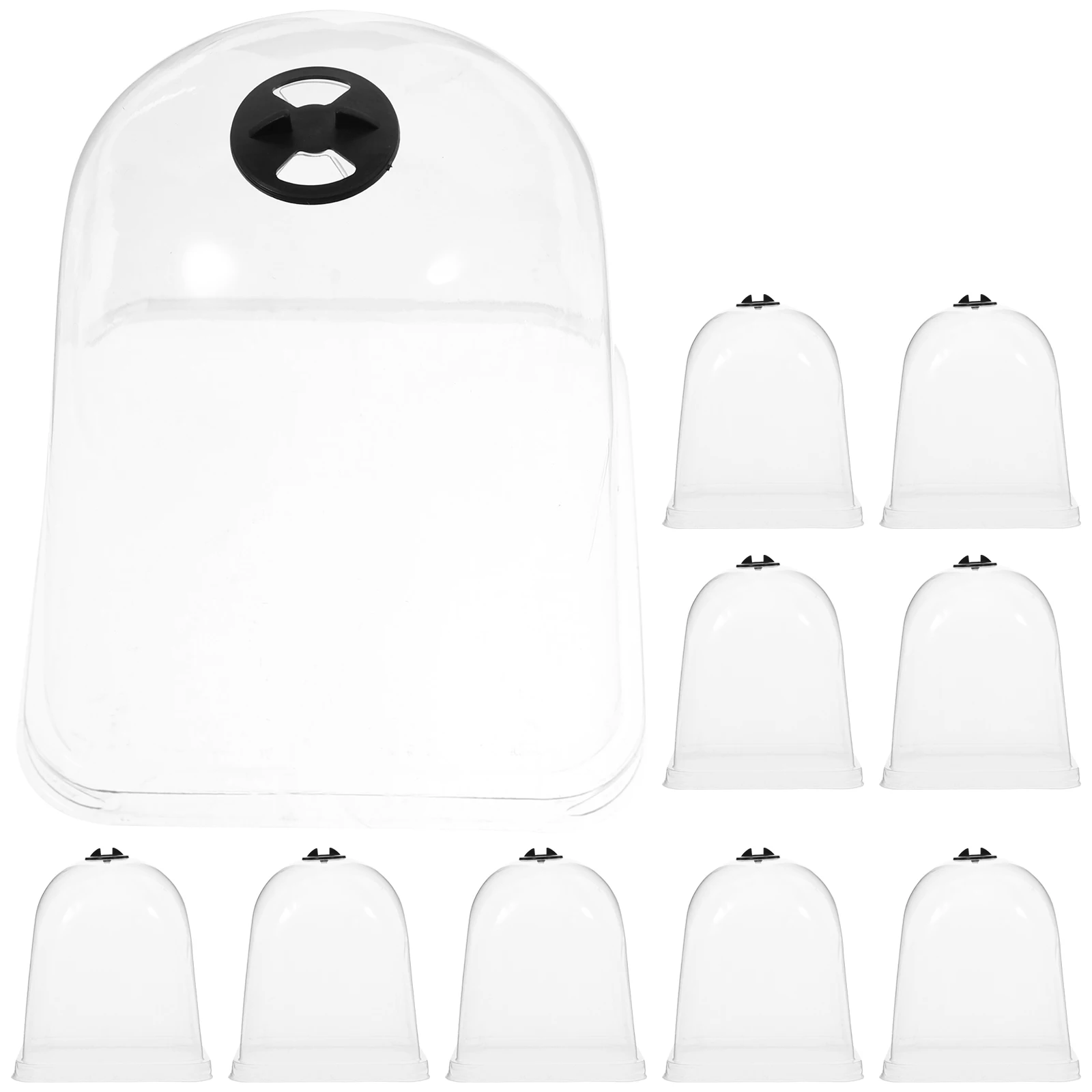 

10pcs Plant Protection Humidity Dome Transparent Garden Cloche Cover For Frost Snow Resistant Growth With Air Vent Plastic