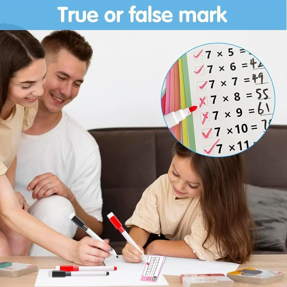 15PCS 15 cards Mathematical Training Cards Practice Cards Erasable Addition Table Cards Reusable Teaching