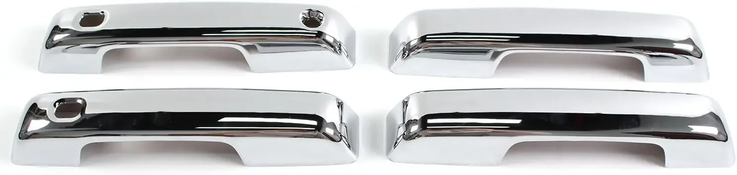 4 Pcs Chrome Exterior Door Handle Covers Trim with W/2 SMT Keyholes Fit for 2021-2024 Ford F150