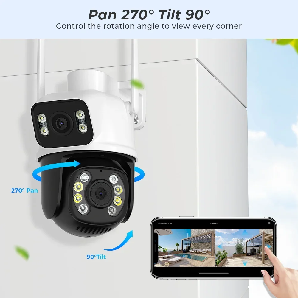 Xiaomi-cámara PTZ Wifi de 8MP para exteriores, visión nocturna, pantalla Dual, detección humana, protección de seguridad, CCTV, cámara IP de