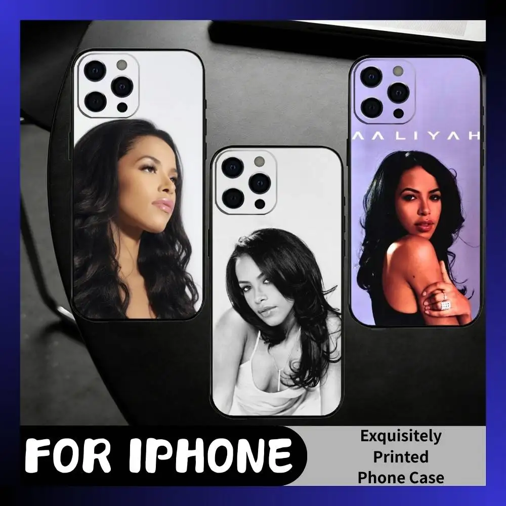 Classic retro A-Aaliyah y2k HD-Printed  Phone Case For iPhone17,16,15,14,13,12 Plus,Max Soft Silicone Black Cover