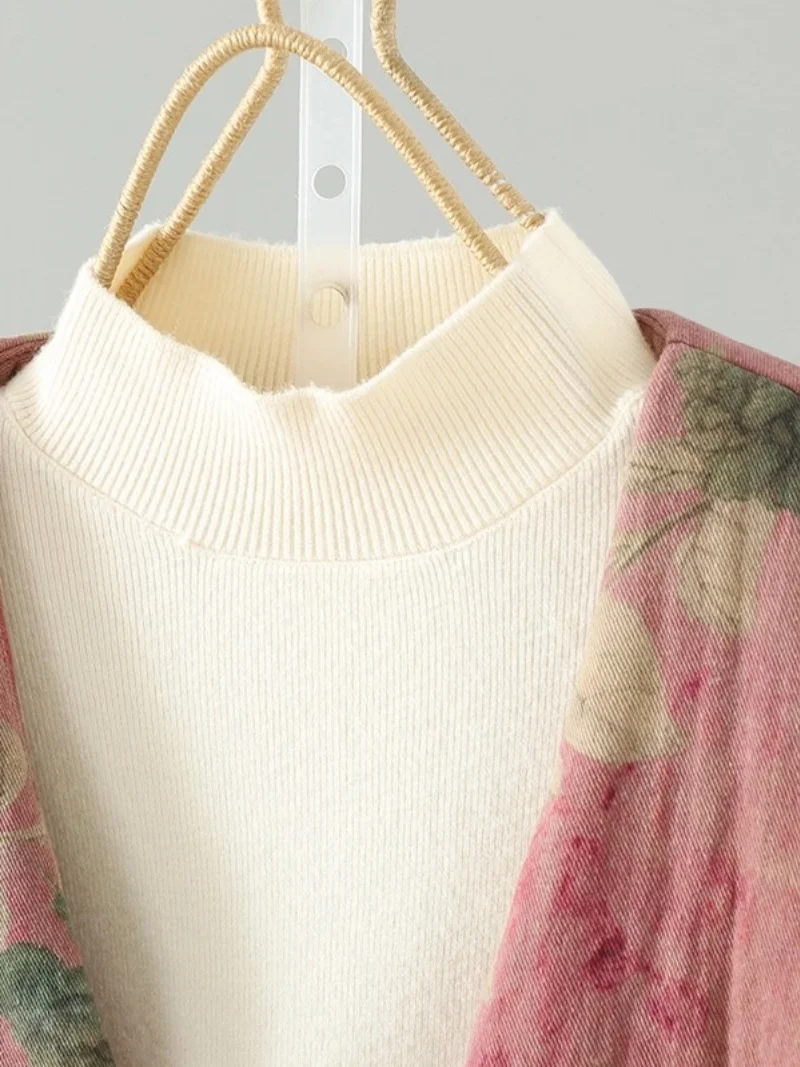 2025 جديد خريف جديد خمر القطن والقنب مطبوعة جديد النمط الصيني الخفافيش كم سترة قطن معطف مبطن فضفاض W997 #2