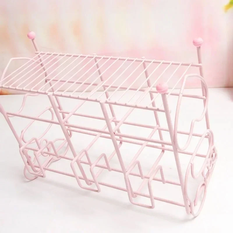 Space-saving hair tool organizer, melody hair curler and dryer storage rack, pink table shelf,kitchen cabinet organization.