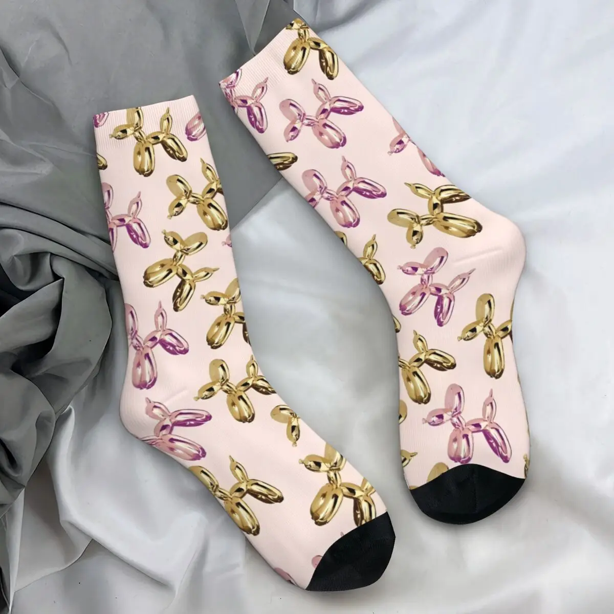 Pink Retro Balloon Dog Socks para casais, meias anti-suor, médio, macio, esportes, corrida, inverno, gráfico