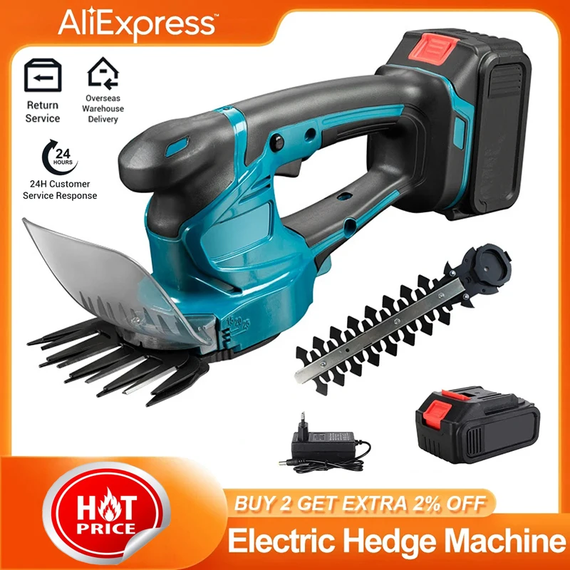 

2 IN 1 Electric Hedge Trimmer Cordless Pruning Garden Battery Pruner Tools Rechargeable Shear Brushless Tree Grass Hedge Mower