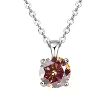 Classic Yellow Gold Cubic Zirconia Pendant 18K Silver Plated - Silver Orange Red