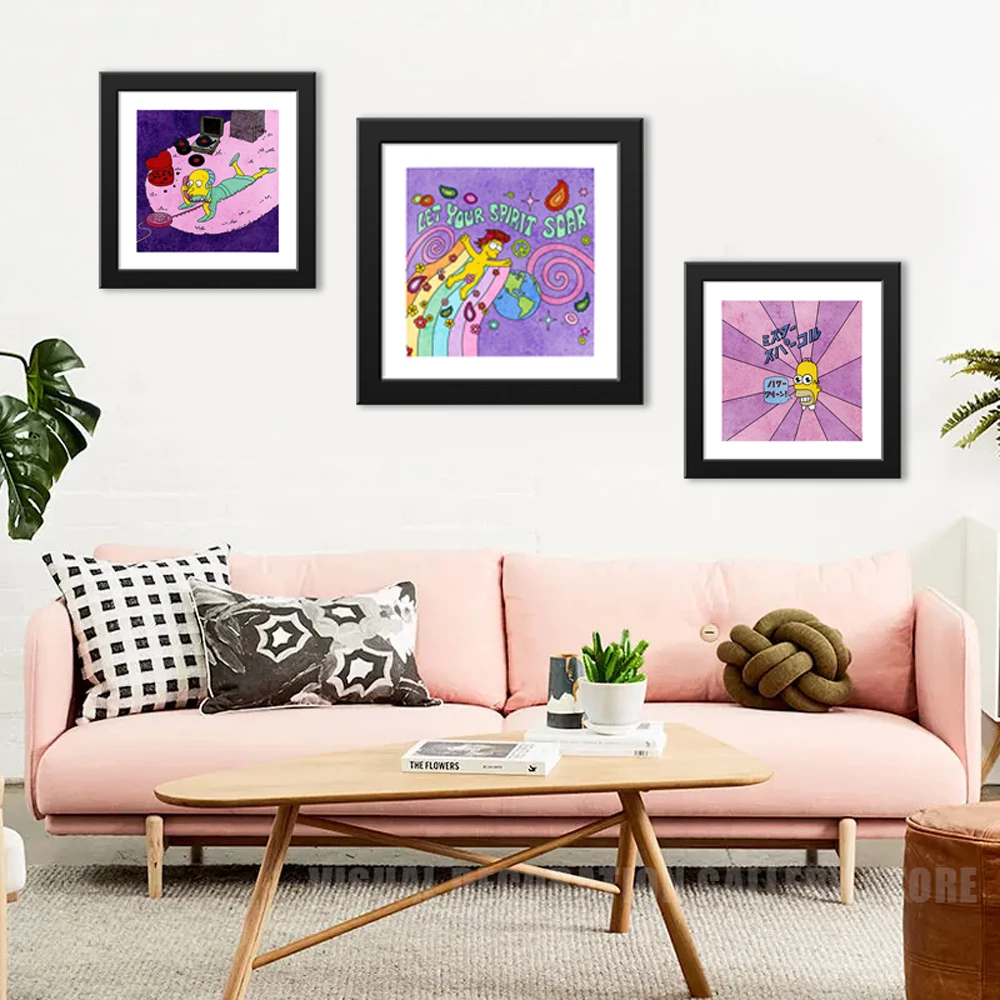 Disney Watercolor Simpsons Family Poster Cartoon Printmaking Canvas Painting Wall Art Living Room Home Decor Cute Childrens Gift