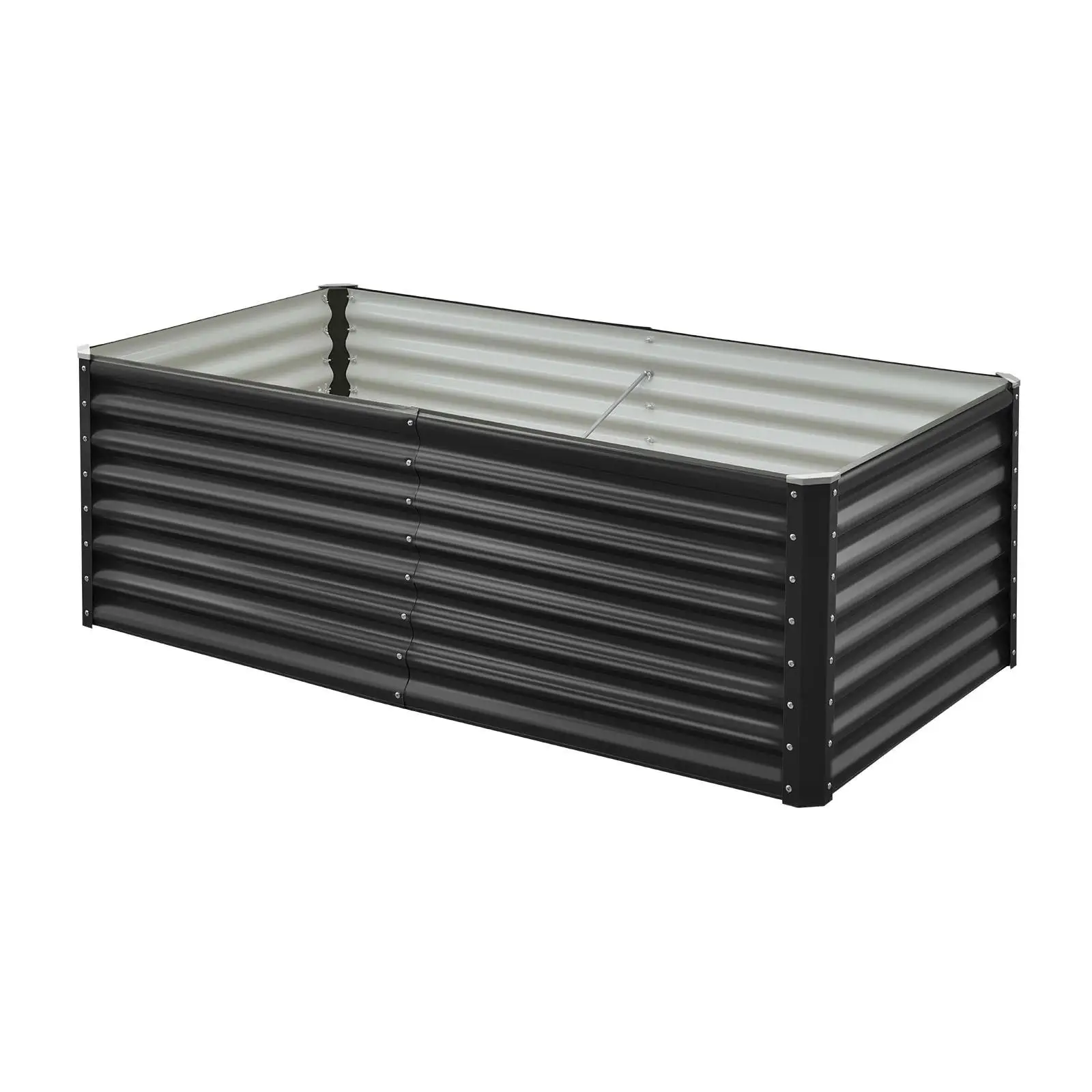 Metal Raised Garden Bed 6 x 3 x 2 ft Galvanized Planter Box with Open Bottom for Outdoor Vegetables Flowers Herbs and Succulents Dark Gray