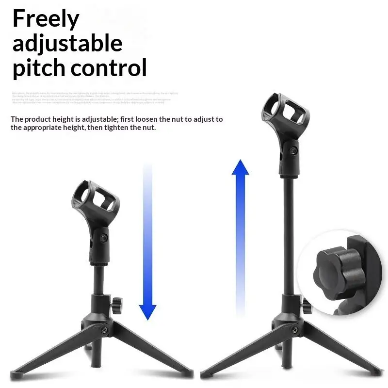 Picture 3: 1Pcs Portable Table Stand Lightweight Bracket Adjustable Microphone Stand Desktop Tripod Table Stand Clip Holder
