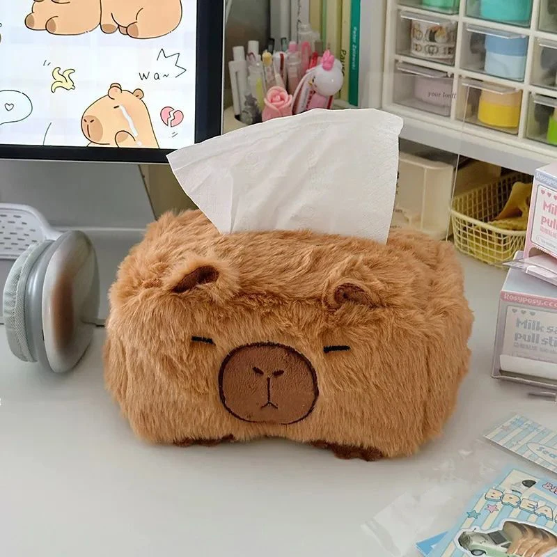 Caixa de tecido capivara de pelúcia dos desenhos animados design criativo caixa de papel bonito decoração para casa para amigos aniversário presentes de natal