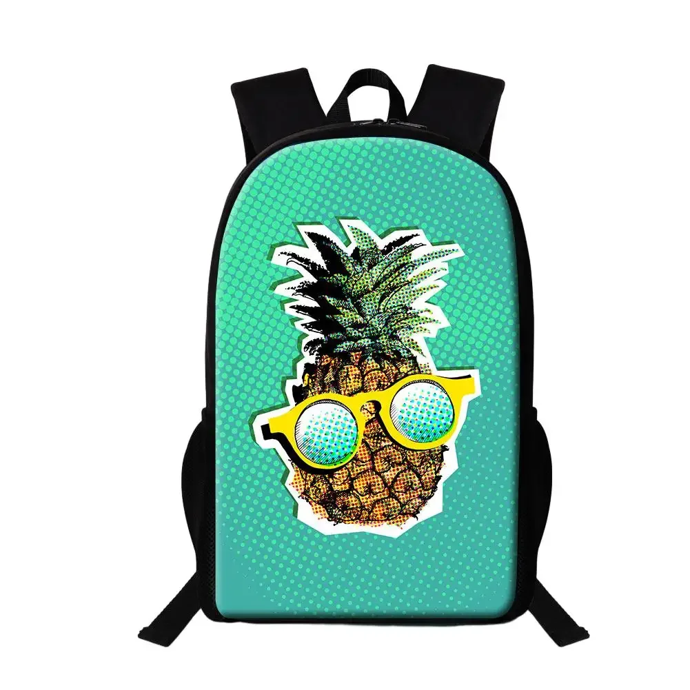 Pineapple Fruit Print School Bags Cartoon Fruit Backpack For Teen Girls Student Bookbag Gift 16 Inches Travel Daypack Laptop Bag