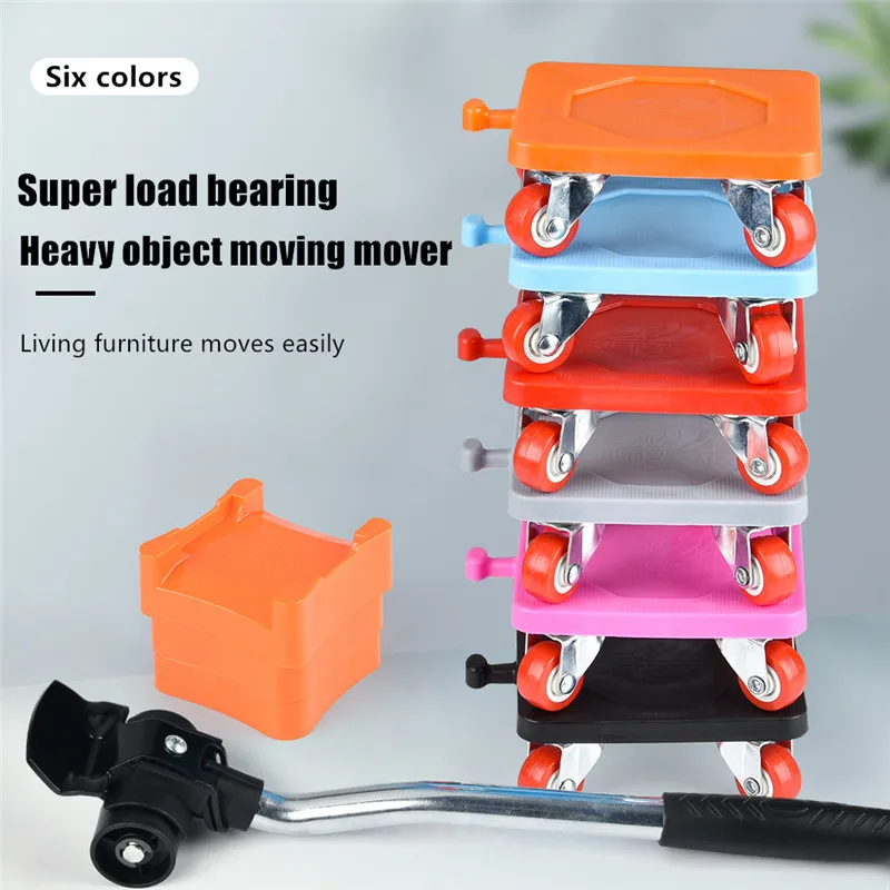 

New Easy Furniture Lifter Mover Tool Set Heavy Stuffs Moving 4 Wheeled Roller Wheel Bar Device Furniture Transport Hand Tool Set