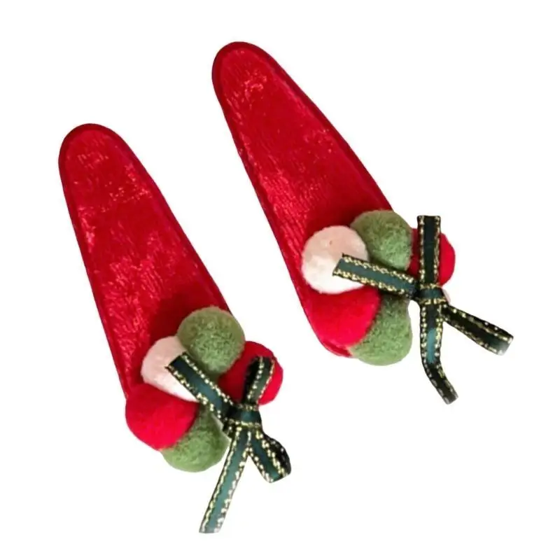 652f عيد الميلاد شجرة مسطحة مقطع الشعر barrette مخمل للبنائين الفتاة #2