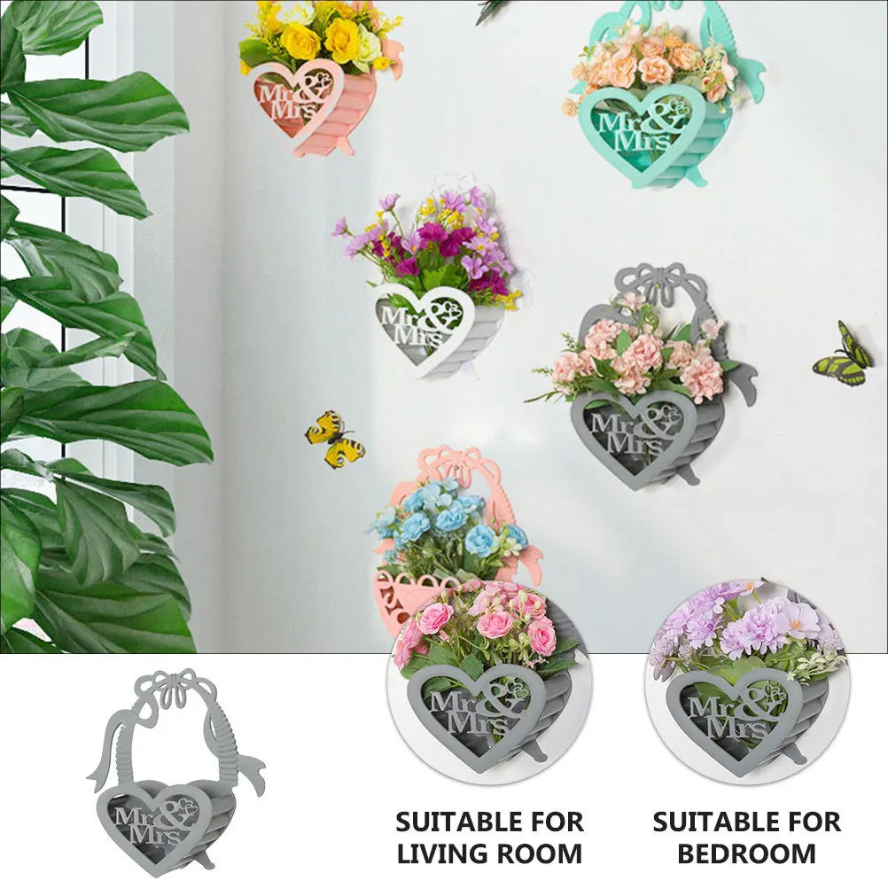 

Wall Mounted Flower Basket Heart Design Hanging Planter for Home Garden Decoration - Waterproof Heat Resistant Flower Container