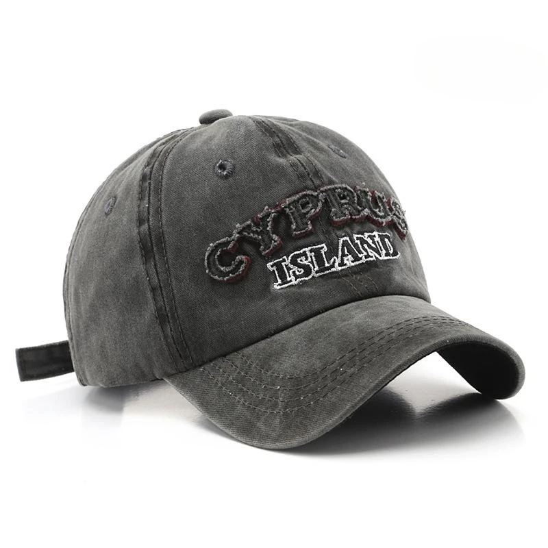 

2023 NEW Europe and America CYPRUS Vintage Washed Old Letter Embroidered Curved Brim Duck Tongue Hat Fashion Men's Outdoor Sport