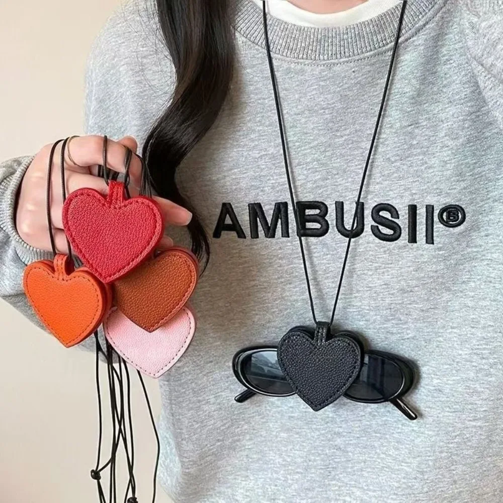 분실 방지 하트 자석 안경 가방 선글라스 보관 목걸이 PU 가죽 끈 안경 클립 정리함