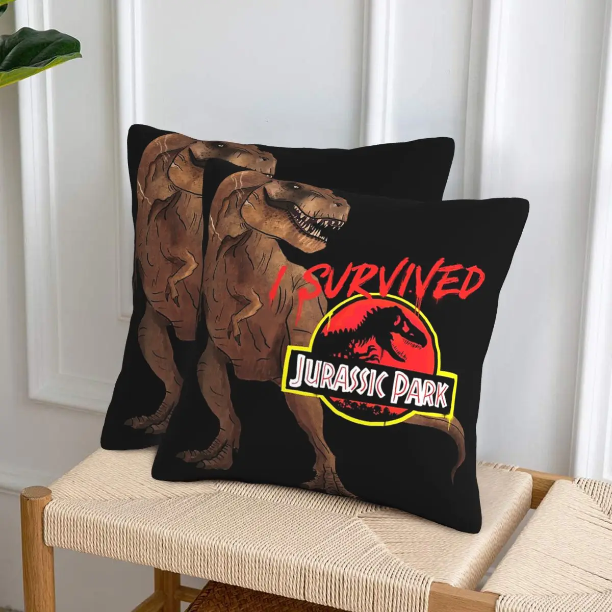 Sobreviví en Jurassic Park, 2 uds., funda de almohada cuadrada, funda de almohada, decoración de cojín, almohada cómoda para el hogar y el coche