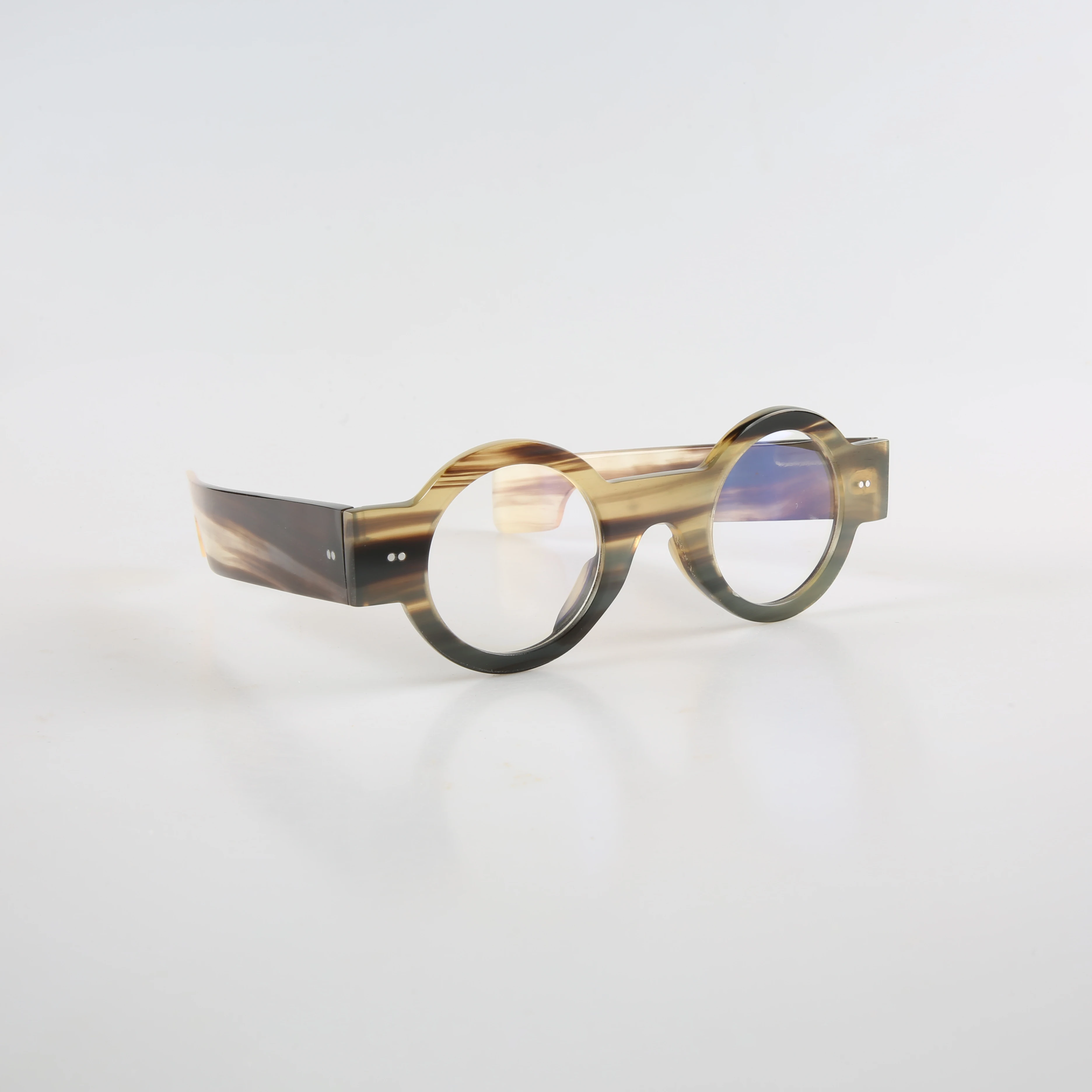 

Man's Glasses Frames Unique Round Vintage Retro Wide Temple Optical Eyeglasses Handmade Natural Horn Prescription Glasses Frames