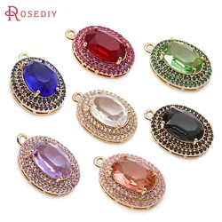 4PCS 18K Gold Color Brass Zircon Glass Oval Charms Pendants Necklace Earrings Diy Jewelry Accessories Rosediy official-website