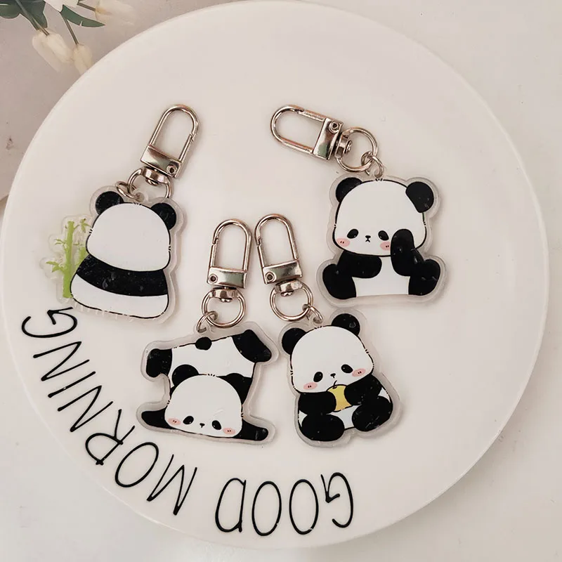 2pc carino acrilico cartone animato Panda portachiavi portachiavi auto portachiavi borsa ciondolo corso d\'arte Souvenir donne bambino bomboniere