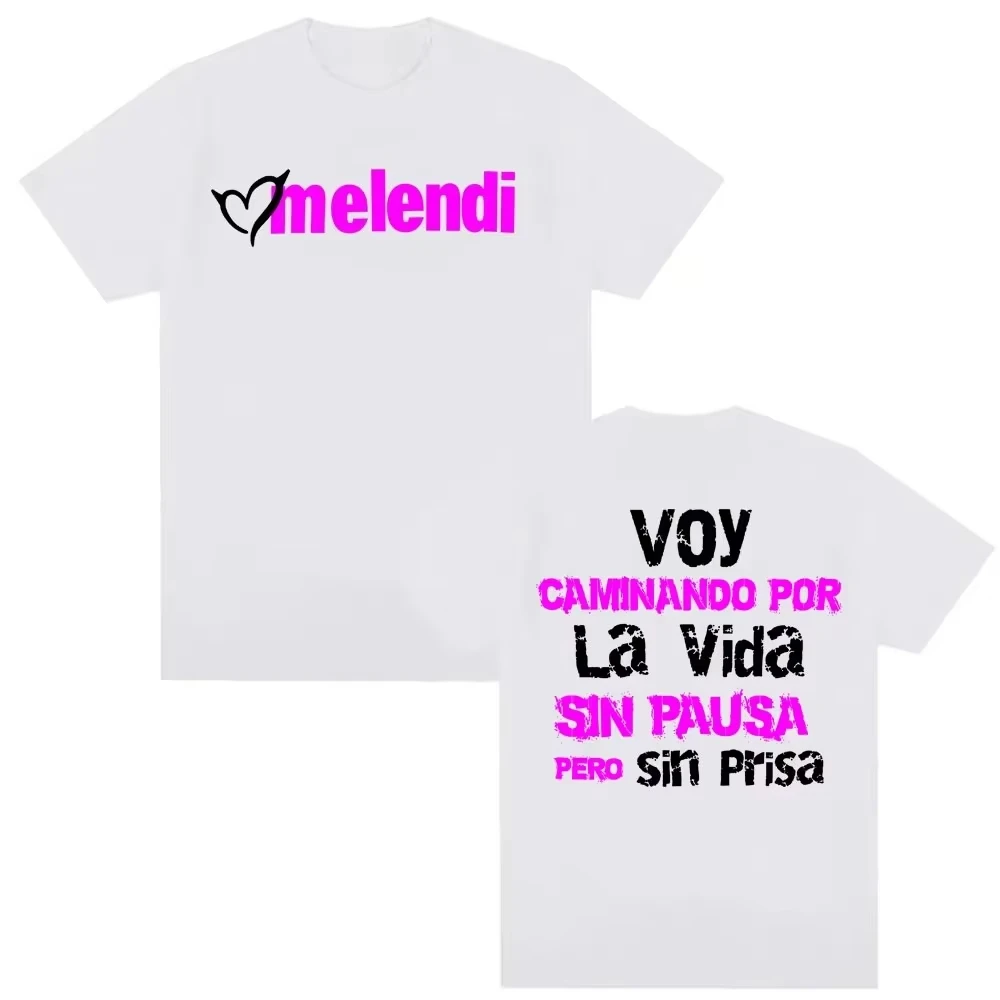

Футболка с графическим принтом Rapper Melendi Caminando Por La Vida, модная унисекс-футболка в стиле хип-хоп, весенне-летние футболки, повседневный ретро-топ с короткими рукавами