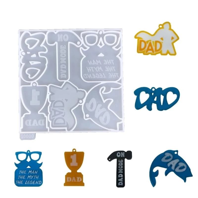 

652F Dad Letter Keychain Mold DIY Epoxy Resin Molds 3D Fathers Day Pendant Mold for DIY Keychain Jewelry Making Keyring Decors