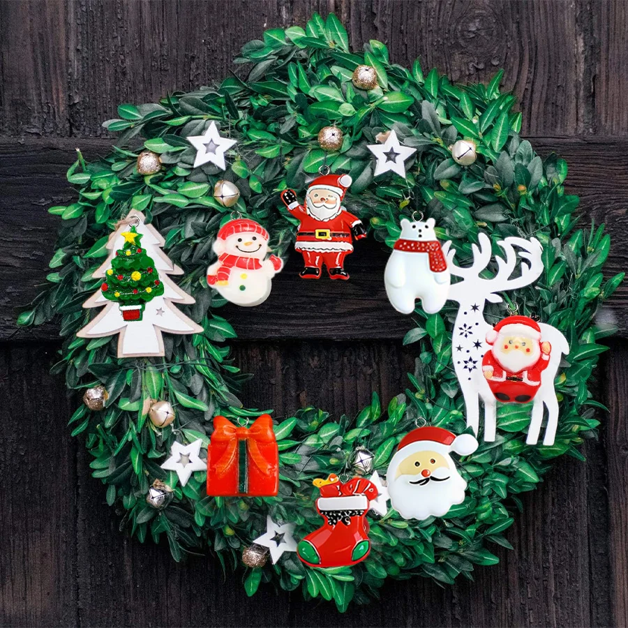 20/30pcs mini DIY Christmas Keychains Christmas Tree Ornaments Resin Miniaturess for Craft Christmas Decor view 6