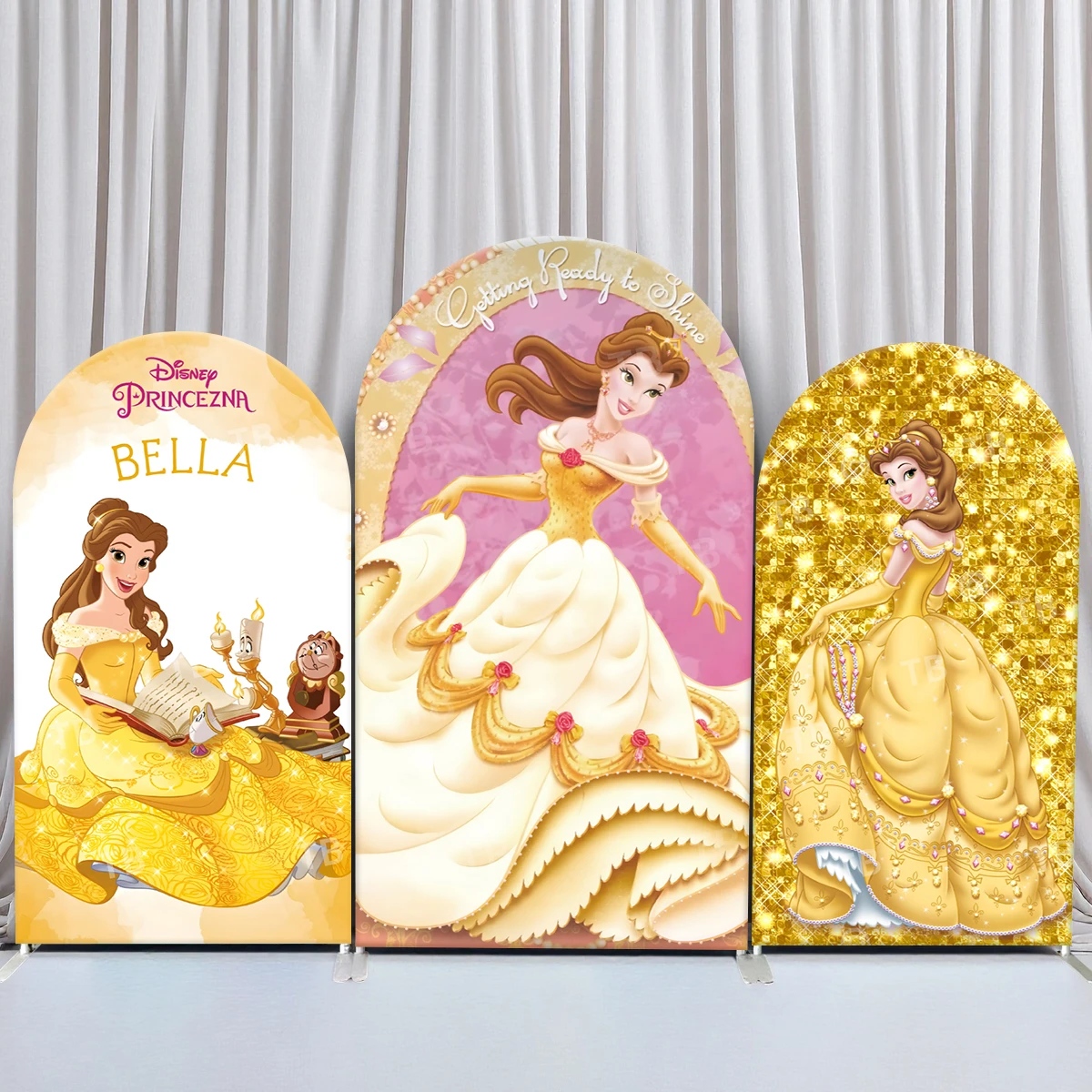 

TB Beauty and The Beast Arch Backdrop Cover Princess Belle for Girls Birthday Party Decor Photography Background Wall Supplies