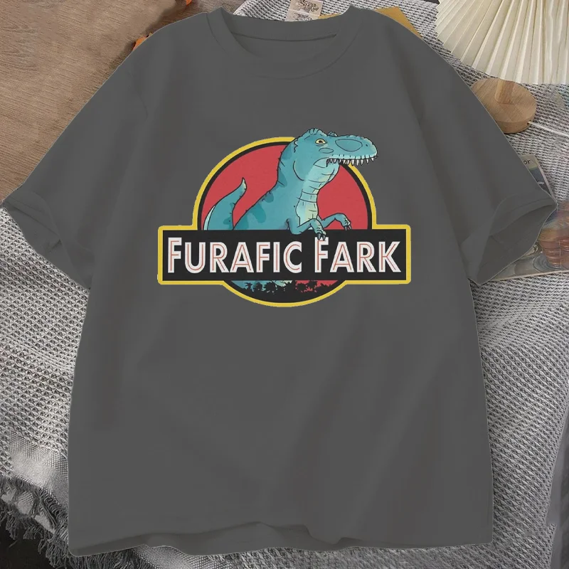 Furafic Fark Dinosaur T-Shirt Summer Men's Tracksuit Short Sleeve Pullover Top Breathable Sportswear Harajuku Fashion Streetwear