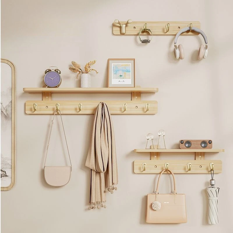 Wall Mounted Coat Racks Entrance Hall Hangers Hallway Dress Bag Jackets Hanger Wooden Shelf Storage Interior Clothing Organizer