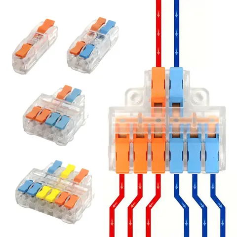 10/50 PCS Mini Fast Wiring Connectors Universal Compact Lever Crimp Splitter Electrical Conductors Push-in Home Terminal Block