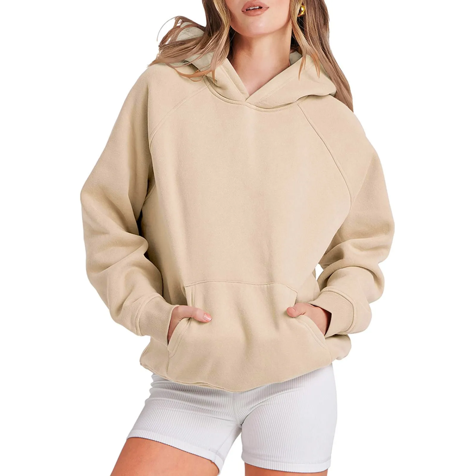 

Women's Casual Tracksuit Basic Fashion Fleece Loose Hoodie Sweatshirt Long Sleeve Pocket Soft Warm Pullovers Top Lady Streetwear