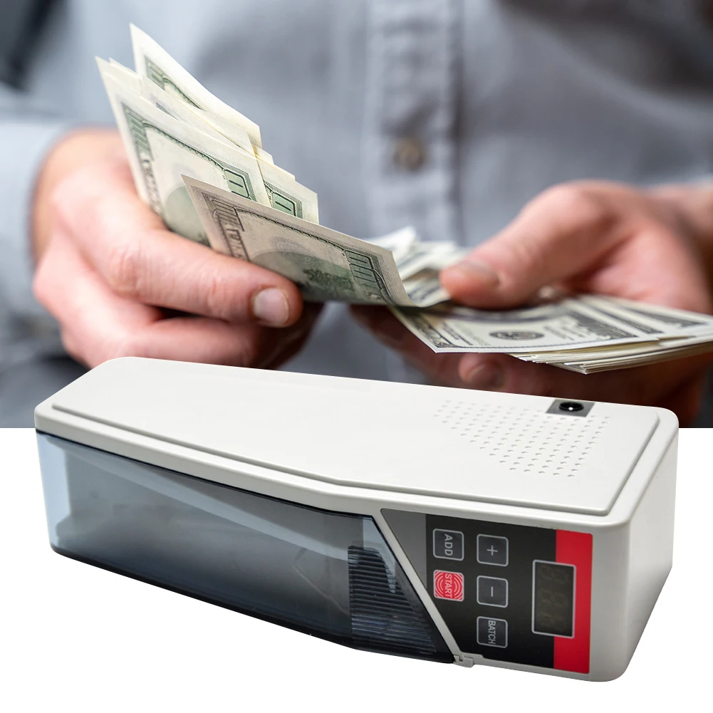 มือถือ Mini Money Counter จอแสดงผล LED Financial อุปกรณ์สำหรับธนบัตร Bill Mini Handy Money Counter แบตเตอรี่/ปลั๊ก Bracket