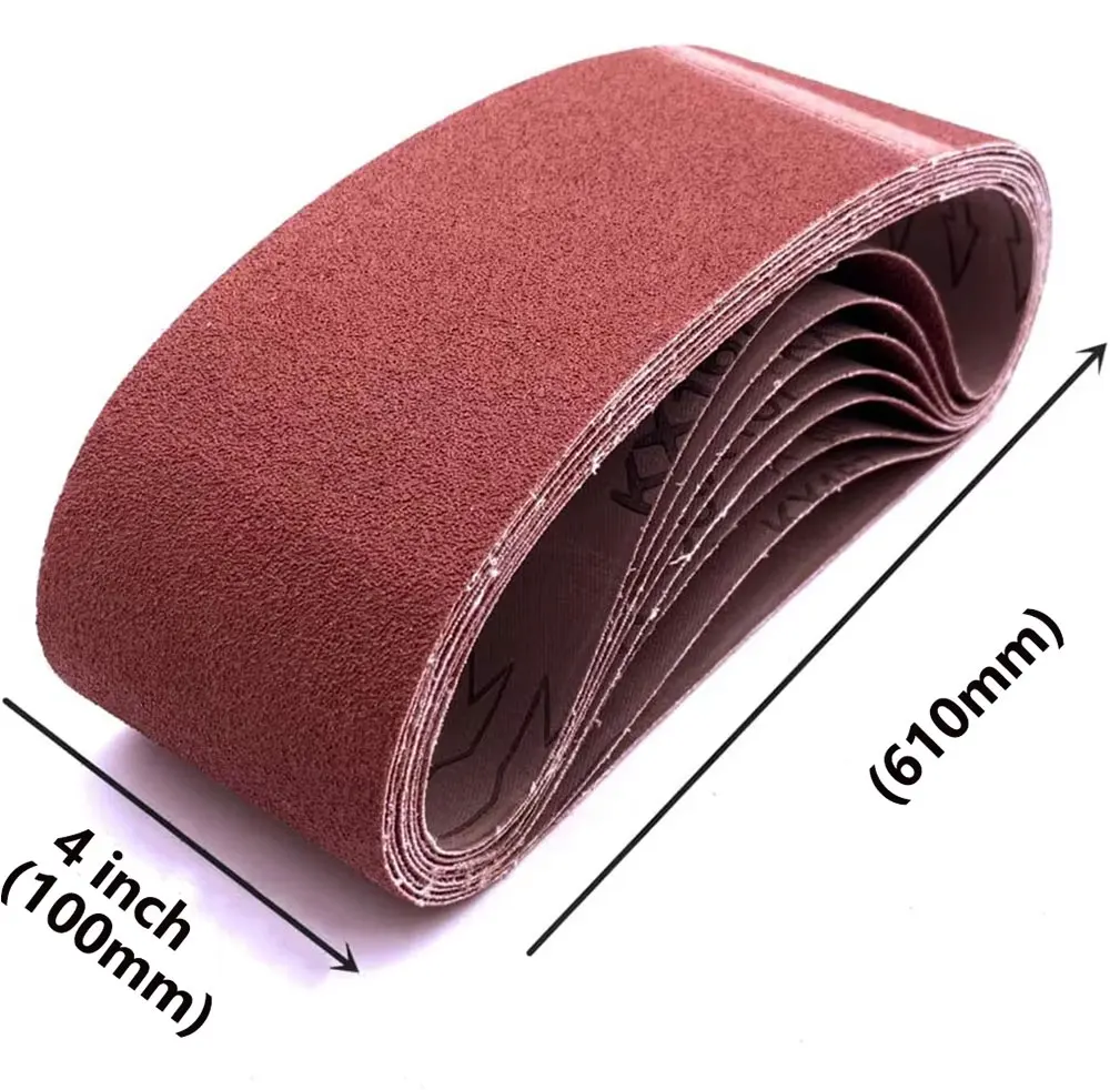 100x610mm Abrasive Sanding Belts 60-320 Grit Sander Belts for Grinding Stainless Steel Metal Polishing and Rust Removal 5Pcs/Set