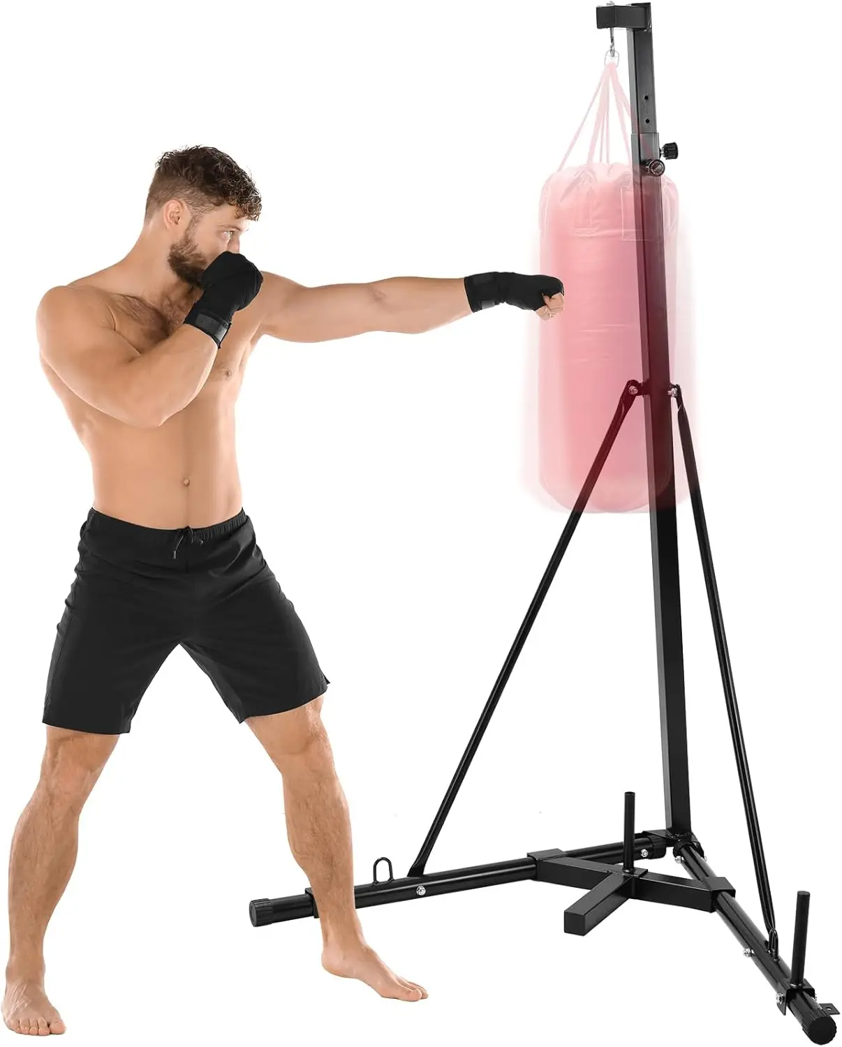 

Height Adjustable Punching Bag Stand, Heavy Duty Boxing Bag Stand, Heavy Bag Stand Steel Sandbag Rack Independent to 150 lbs