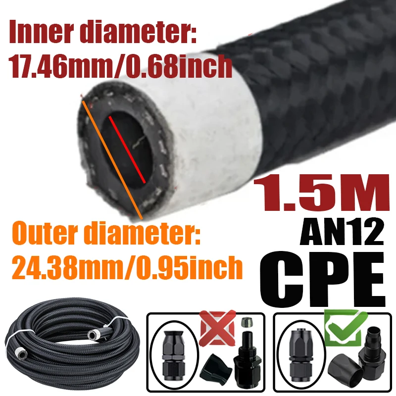 0.5M/1M/1.5M/2M 4an 6an 8an 10an 12an Brandstof Slang Olie Gas Koeler Lijn Buis Buis Nylon Roestvrij Staal Gevlochten Binnenkant Cpe Rubber