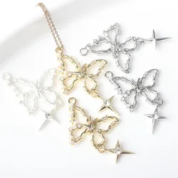 6PCS Alloy Butterfly Shape Handmade Diy Findings Bracelets Earring Pendant Charms for Jewelry Making Supplies Accessories Craft
