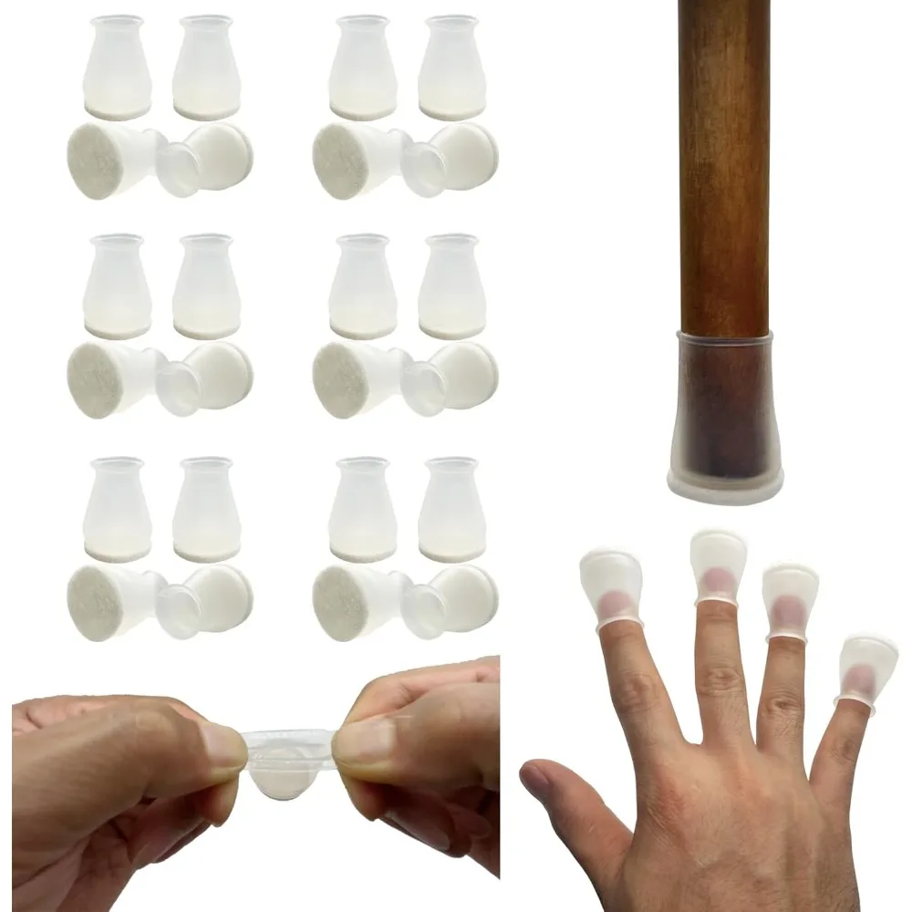 

Extra Small Silicone Chair Leg Floor Protectors with Felt, FIT 19/32” to 15/16” Glide Chair Leg Caps Silicon Furniture Leg Feet