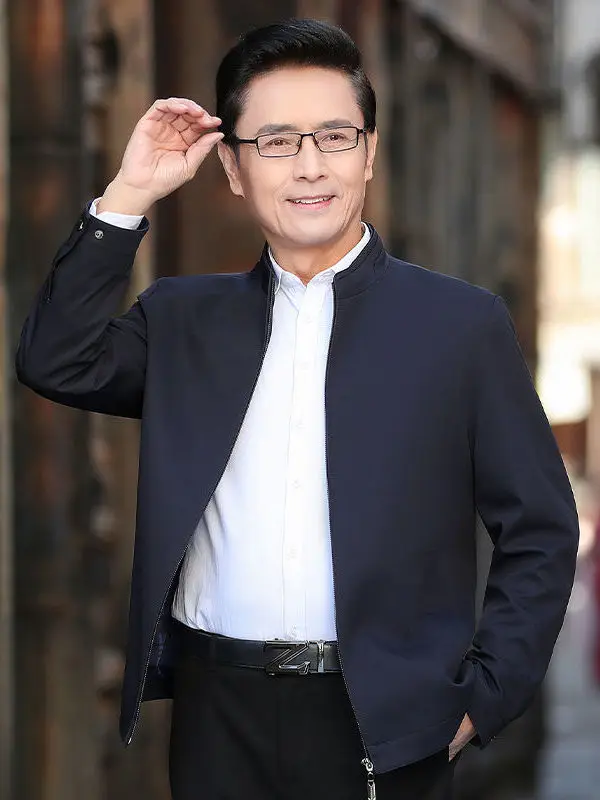 

Легкая одежда для папы Jaet, весенне-осенняя тонкая одежда с длинным светом и воротником-стойкой, верхняя одежда обычной длины