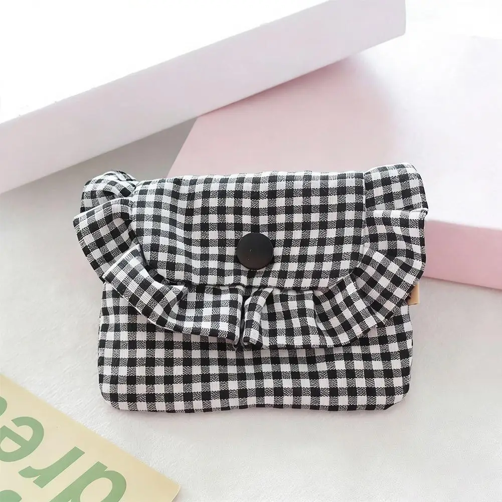 Cute Checkered Pocket Purse for Women Portable Storage Bag for Cash, Cards, Sanitary Napkins & Small Essentials for Girls Gifts view 3