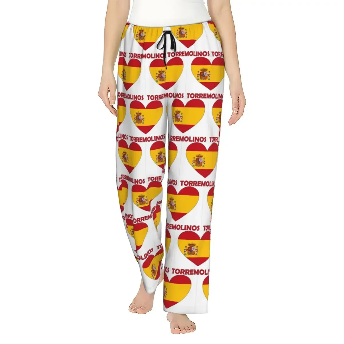 

Женские пижамные брюки Custom Heart Flag Love Torremolinos Spain с карманами для отдыха и сна