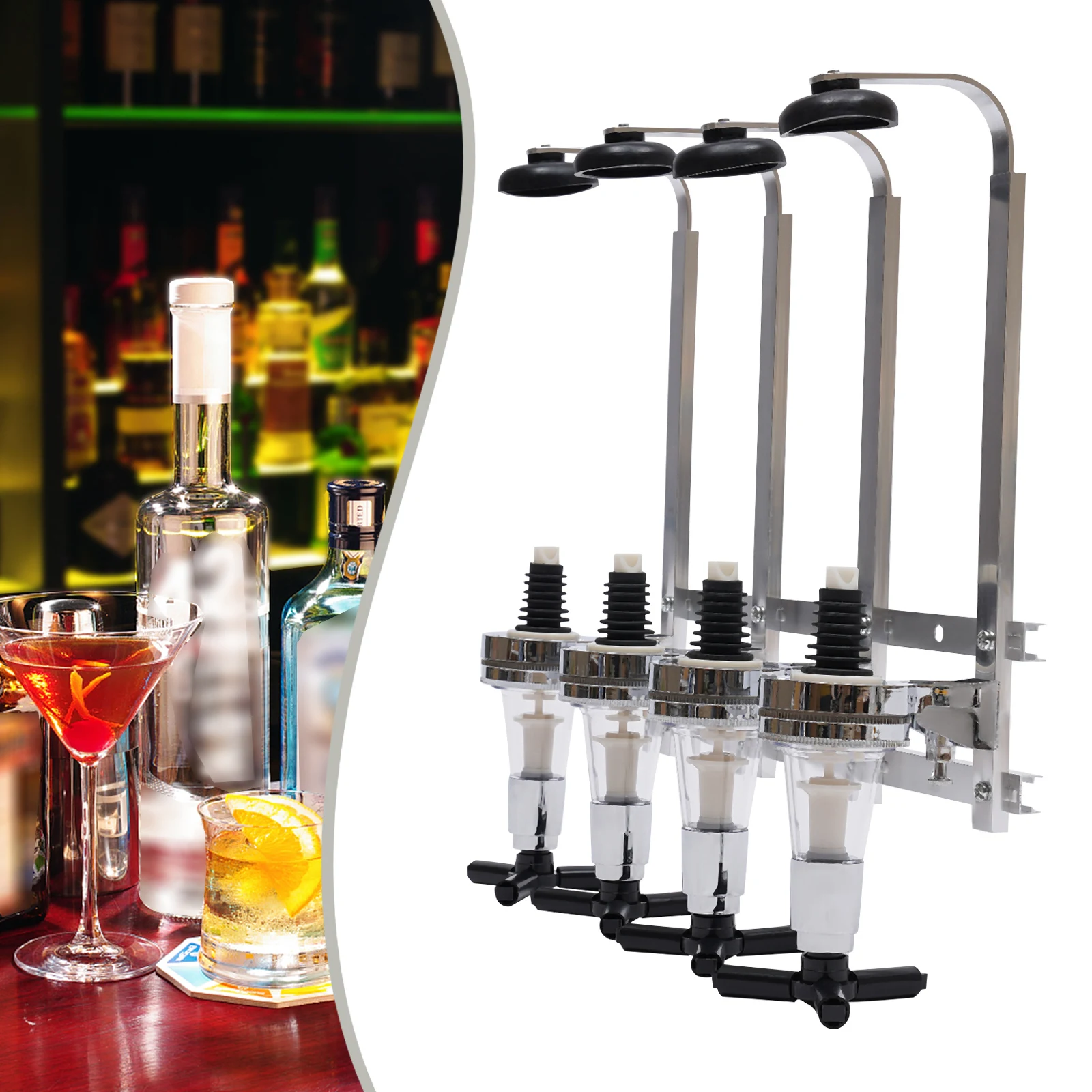 

LOYALHEARTDY 4 Bottle Liquor Dispenser Top Shelf Wall Mounted Liquor Dispenser Cocktail Beer ​Wine for Home Bar Holder Stand