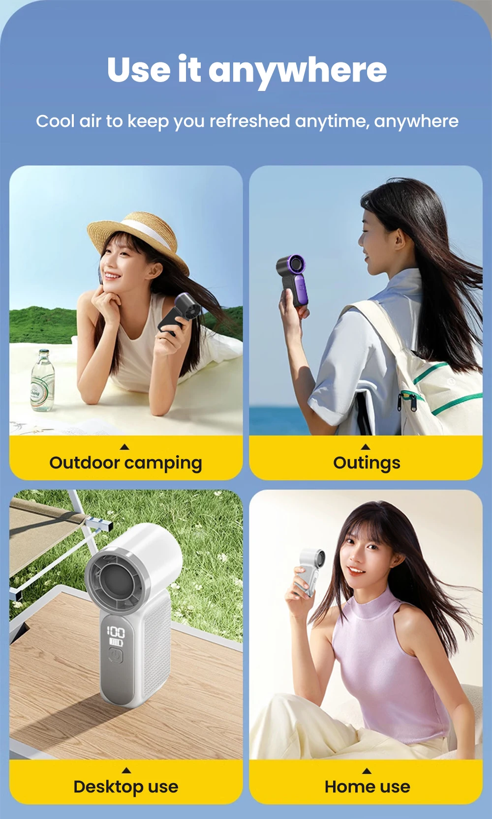 Portable Handheld Cooling Fan Usb Rechargeable Mini Personal Fan_voghion.com