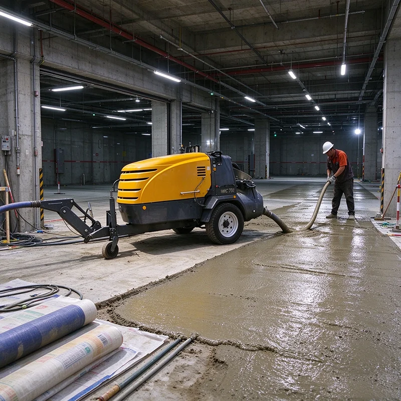 Semi-Dry Screed Pump Diesel Mobile Mortar Transfer Pump For Sand Cement Floor Screed Installation