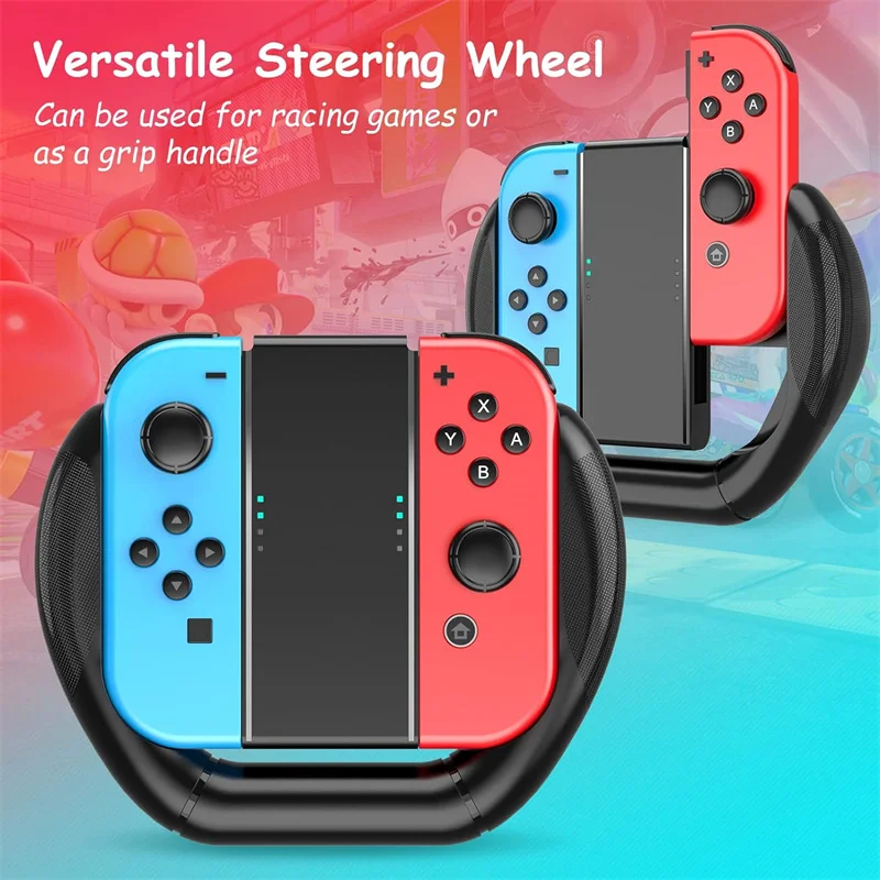 Steering Wheels for Nintendo Switch & OLED JoyCon Controllers, Racing Wheel for Mario Kart 8 Deluxe